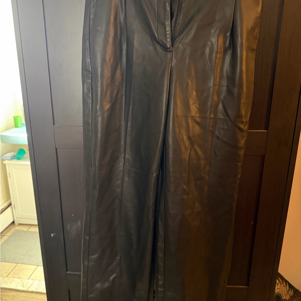 J. Crew Black Faux Leather Essential Straight Trousers